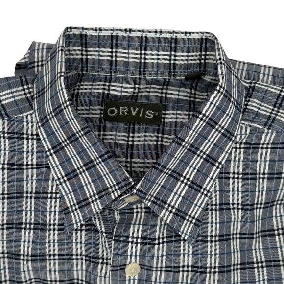 Share Orvis Medium Button Down Long Sleeve‎ Blue/White /Gray Plaid Shirt Size XL - Picture 1 of 7